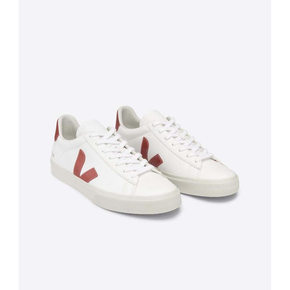 Low Tops Sneakers Dama Veja CAMPO CHROMEFREE White/Red | RO 603ILH